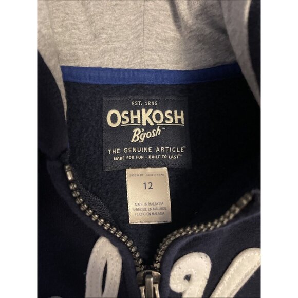 Youth Boys' OshKosh Navy Blue Hooded Jacket Size 12 Full Zip up With Pockets - Picture 5 of 14